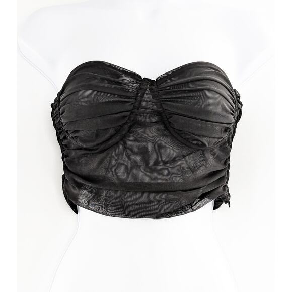 Black Strapless Bustier Corset Tulle Crop Top Nocturne - Picture 2 of 12